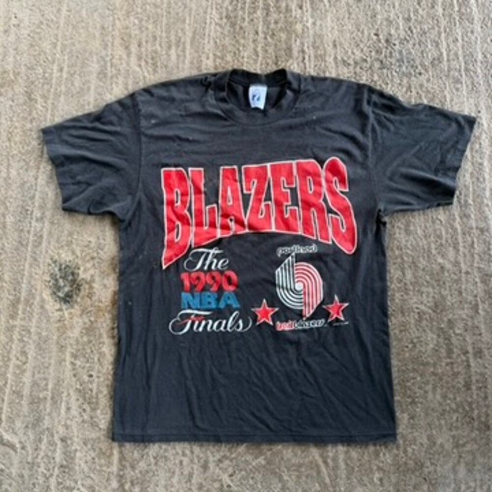 VINTAGE 90S LOGO 7 PORTLAND TRAILBLAZERS T-SHIRT NBA FINALS GRAPHIC MENS LARGE